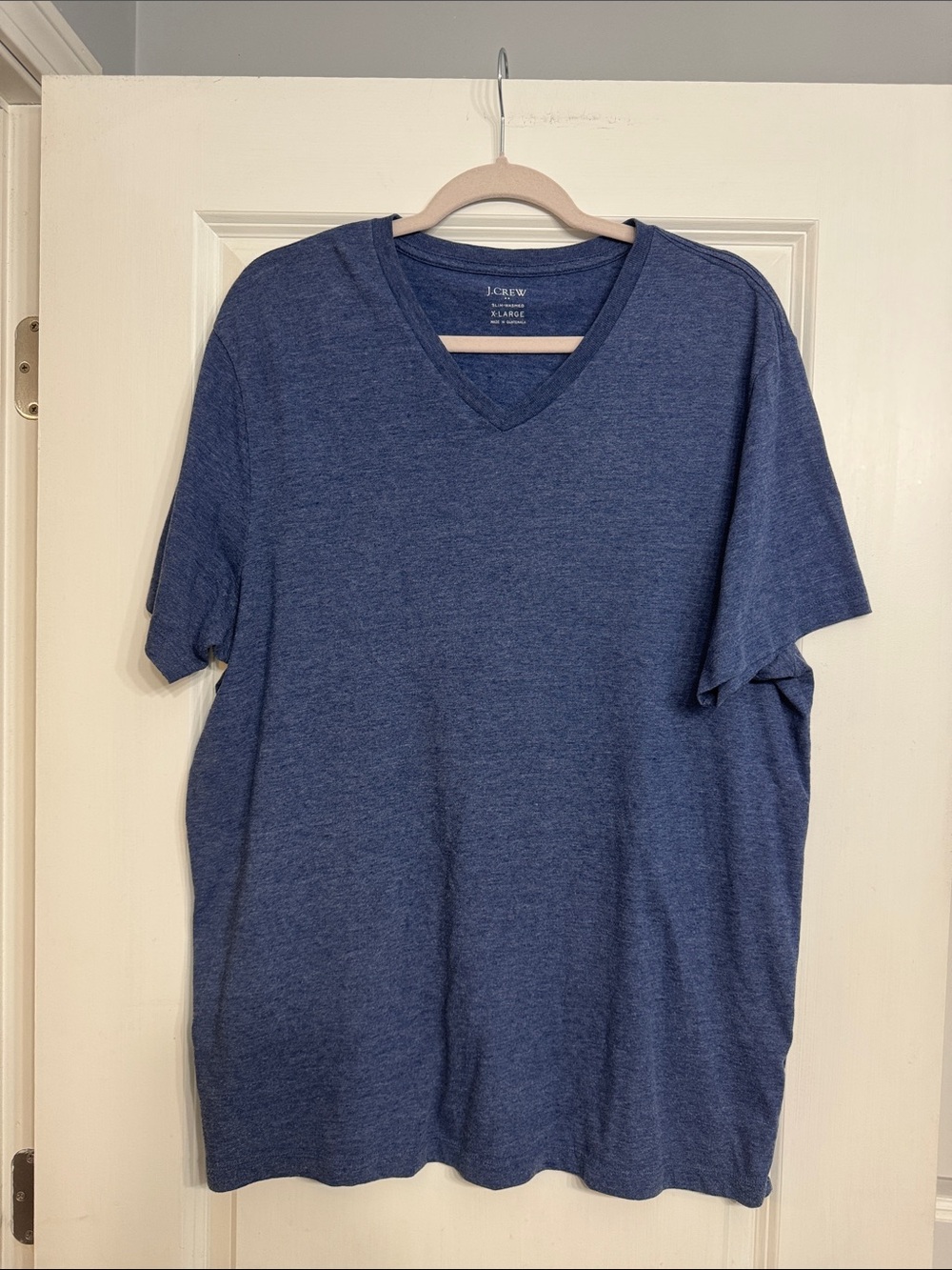 J. Crew Men's Heathered Navy V-Neck Tee
